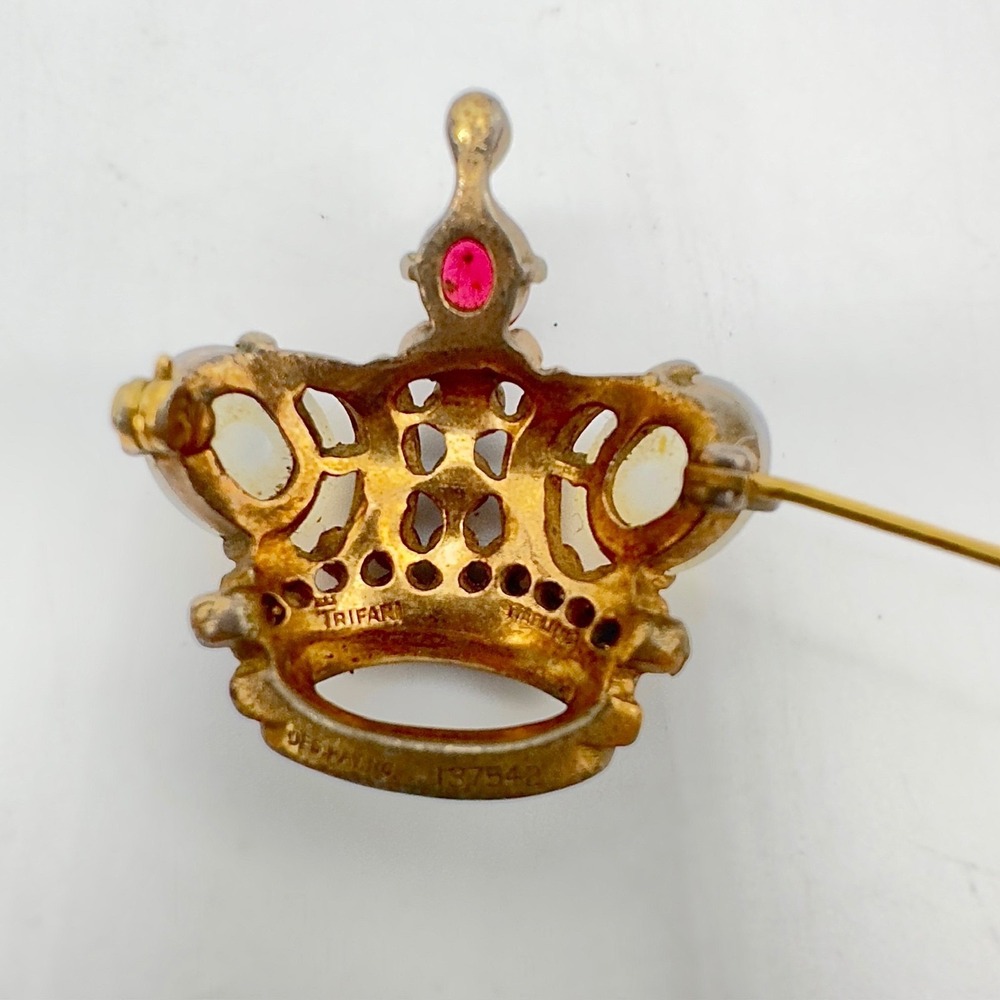 Vintage Trifari Jelly Belly Crown Pin Brooch Sterling Silver Alfred Filippe - Picture 7 of 16